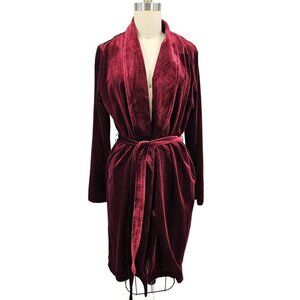 New Mo:Vint Bordeaux Velvet Robe Jacket Womens M Burgundy Wine